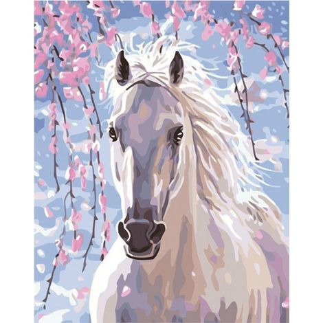 Tableau à Strass Cheval Série Animaux - Artisanat Déco Salon Chambre DIY 8627 (1/5)