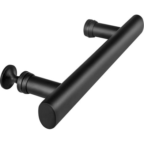 Poignée de porte de douche 145 mm d'entraxe, en acier inoxydable noir, pièce de rechange pour porte coulissante de cabine de douche.-AquaForge (1/5)