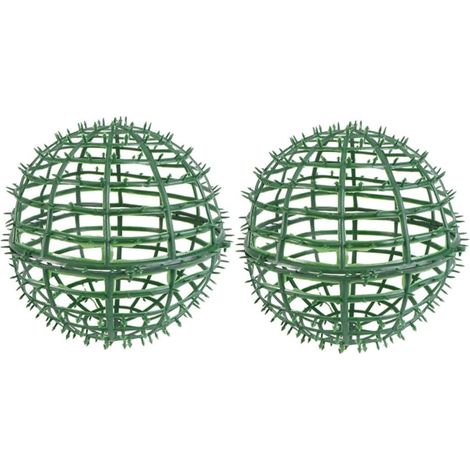 Lot De 2 Cadres Topiaires Sphériques 20cm, Support Plastique Vert, Décoration Jardin Et Mariage
