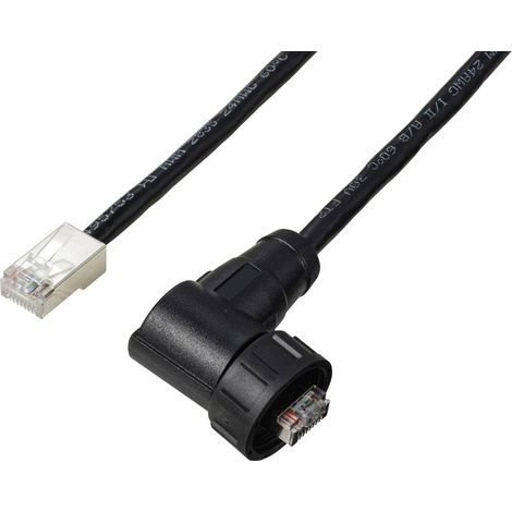 TRU COMPONENTS TC-E13T-MR5-MCD/NCA-0.5PV-S Câble RJ45 mâle à angle droit IP67 (filetage) CAT5E 0,5 m TC-13543636 Nombre (1/3)