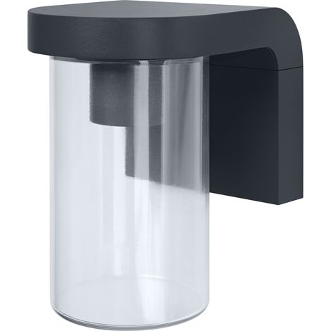 OSRAM Applique extérieure E27 verre clair, design moderne en aluminium gris foncé, protection IP44, antichoc IK03, applique pour terrasse et balcon (1/4)