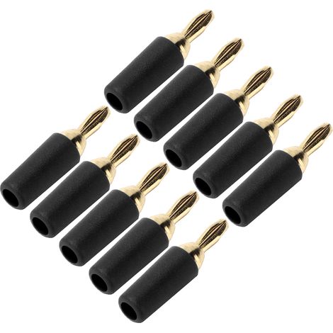 10 pièces fiche banane 2.5mm en laiton plaqué or Type de soudure connecteur mâle ensemble d'accessoires Kit noir (1/5)