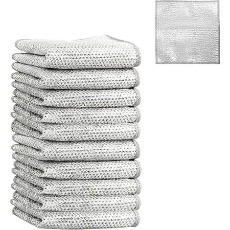 10 Pieces Solid and Scratch-Free Metal Cleaning Cloths, Metal Sponges, Metal Cleaning Cloths for Cleaning Dishes, Cutlery, and Sinks, 20×20cm (1/5)