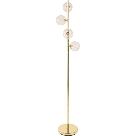 Lámpara de pie moderna pantallas redondas de vidrio base de metal dorado beige claro Anadyr (1/5)