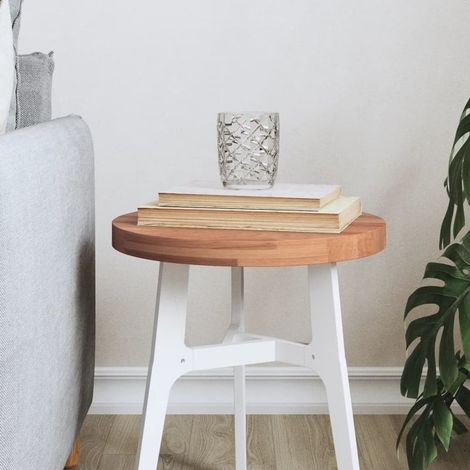 Dessus de table Ø30x2,5 cm rond bois massif de hêtre (1/5)