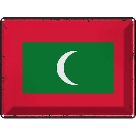 Plaque métallique 30x40 cm Maldives Rétro Drapeau des Maldives Blason (1/5)