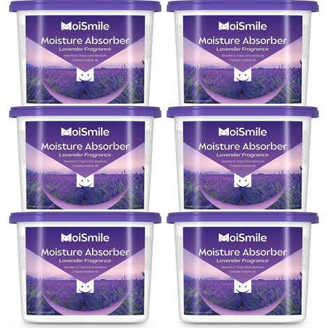 Absorbeur d'humidité lavande 6 pièces, anti-odeur, pour placard, salle de bain, voiture (1/5)