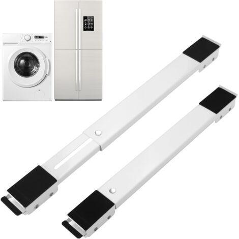 2 Pièces Base de machine à laver，Support Machine a Laver Réglable，Avec caoutchouc antidérapant，Convient aux machines à laver, réfrigérateurs, canapés et armoires. Peut supporter 300 kg (Blanc) (1/5)