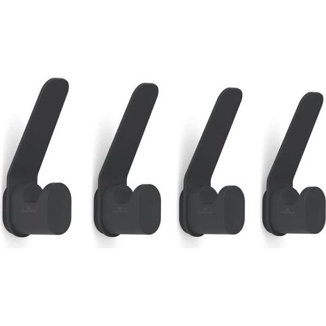 Durable 184901 Gancio Appendiabiti da Parete in Alluminio 4 Pezzi colore Nero