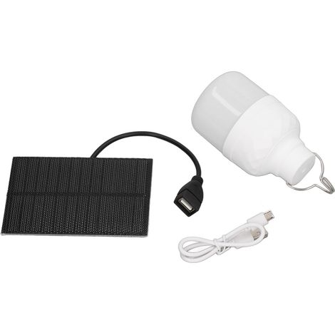 Ampoule LED solaire portable 40 W 5000 K 1500 lm avec panneau solaire 3 W 5 V pour le camping et la pêche (1/5)