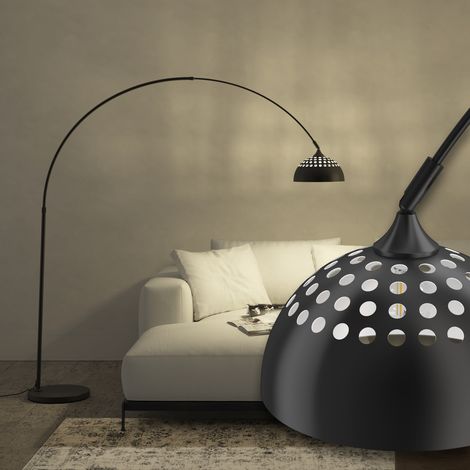 Lampe sur pied en acier laqué époxy 60W réglable hauteur noir