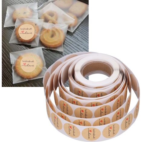 500 Blatt Kraftpapier-Aufkleber zur Gestaltung eines eigenen herzförmigen Scrapbook-Albums, selbstklebende Umschläge, verschließbare Beutel und Etiketten für Bastelbedarf. (1/5)