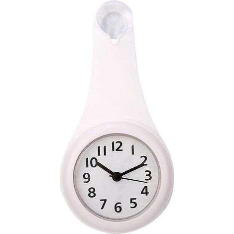 Petite horloge de salle de bain, horloge numérique murale pour salle de bain, cuisine, chambre (blanche) (1/5)