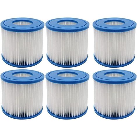 Set di 6 filtri per jacuzzi e piscine, cartucce di ricambio universali di tipo D per sistemi a pressione. (1/4)