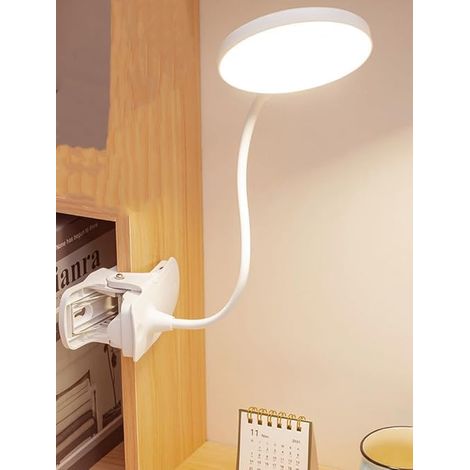 Dies ist eine Schreibtischlampe für Studentenwohnheime, eine dimmbare Leselampe mit Klemme und Ladeanschluss, geeignet zum Lesen, Arbeiten und Lernen zu Hause oder im Büro.