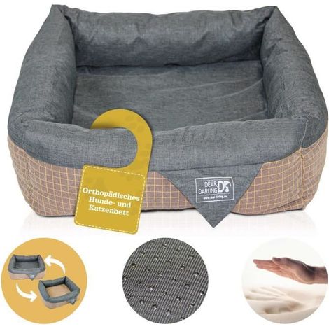 CARO AMORE DD-06 Letto di lusso per cane Letto per gatto Marrone Antracite Gr. S 40x40cm Materasso in schiuma a memoria di forma (1/4)