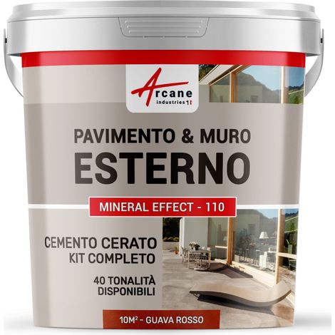 Microcemento per esterni: pavimenti, muri, terrazze, balconi, scale - 10 m² (in 2 strati) Guava Rossa - ARCANE INDUSTRIES