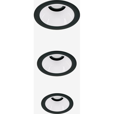 SKLUM Pack mit 3 LED-Einbau-Downlights mit runden Rahmen Ø7 cm aus Aluminium Luisiana Schwarz – Weiss (1/5)