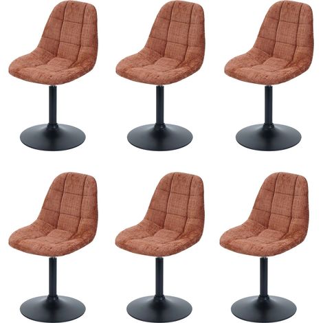 [NUNCA USADO] Lote de 6 silla de comedor HHG-837, silla de cocina silla giratoria, acero MVG tela/textil chenilla (465g/m²), terracota (1/5)