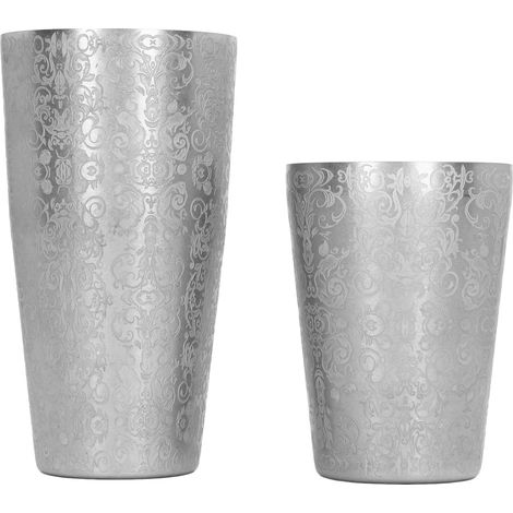 Set di shaker per cocktail Boston in acciaio inox 304, con decorazione incisa, per barman. (1/5)