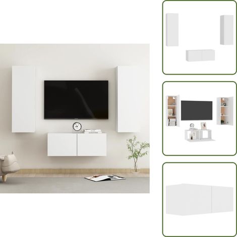 Mobili moderni - vidaXL Set Mobili Porta TV 3 pz Bianco in Legno Multistrato - Armadio TV