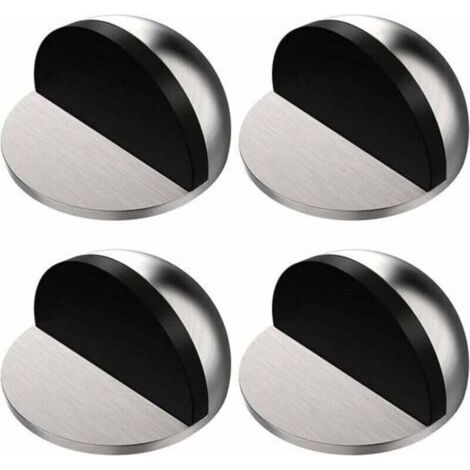 4 Pcs Silver Door Stoppers, Adhesive Door Stops, Stainless Steel Door Stops with Stickers, No Drilling Required, for Home and Office (1/5)
