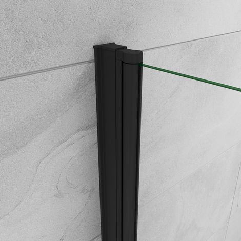 Aica Sanitaire – Paroi de douche à l'italienne pivotante 35x200cm – Verre trempé 8mm anticalcaire – Profilé en aluminium noir mat – Montage réversible