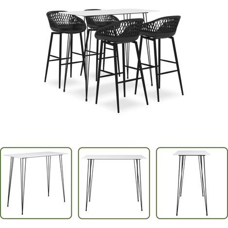 Tabouret de bar -  Ensemble de bar 5 pcs Blanc et noir (1/5)