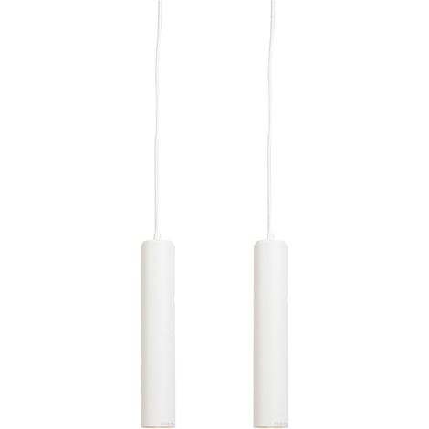 QAZQA Set of 2 Design Pendant Lamps White - Tuba Small