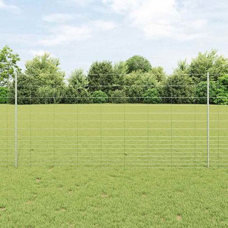 Zaun mit Pfosten Silber 1,2 x 50 m Stahl