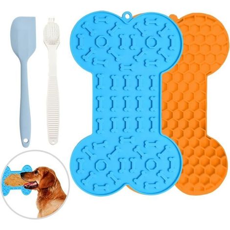 2Pcs Tapis de Lechage pour Chien,Tapis de Léchage Chien avec Spatule et Brosse,Jouet Apaisant pour Soulager l'anxiété,Tapis de (1/4)