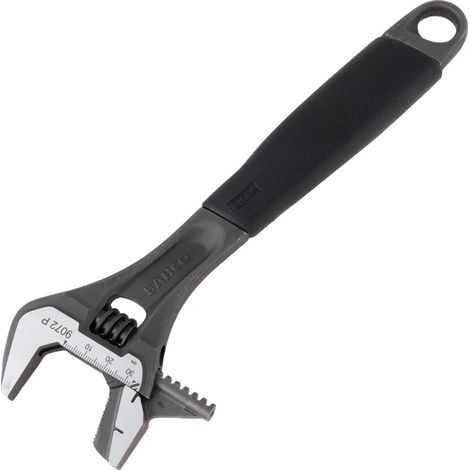 Bahco ERGO Adjustable Wrench, Phosphated Finish, with Rubberized Handle and Adjustable Jaw – 33 mm Capacity