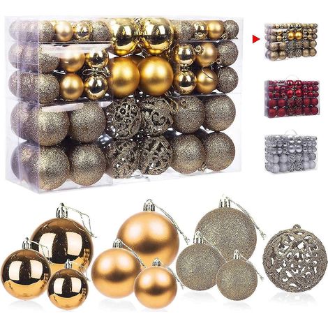 100 boules de Noël dorées, boules pour sapin de Noël, décorations de Noël, boules de Noël dorées (1/5)