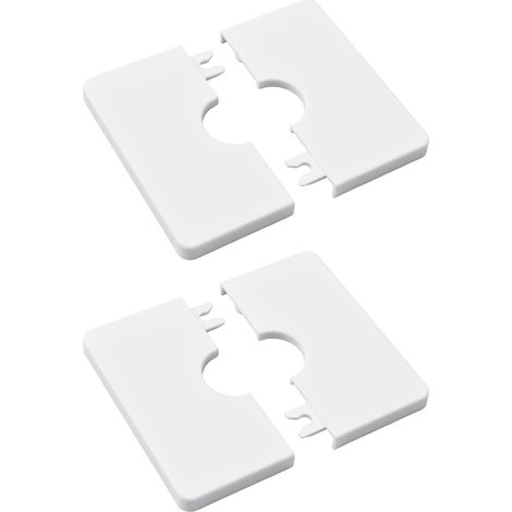 Couvre-tuyaux muraux, 2 pièces en plastique ABS, plaques d'escutcheon carrées autocollantes, couvre-tuyaux décoratifs pour tuyau de douche de 22 mm de diamètre (Blanc)