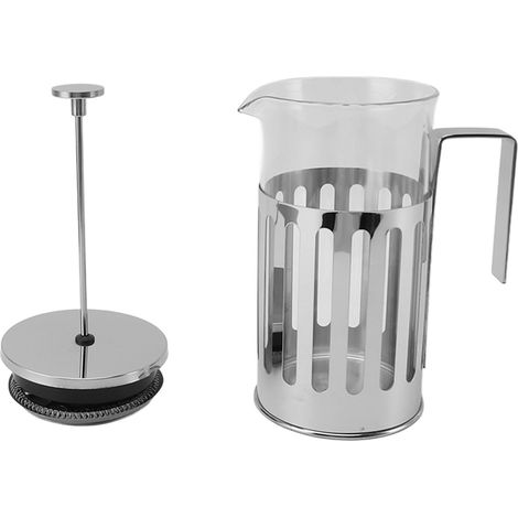 Cafetière à piston en verre borosilicate haute résistance et acier inoxydable 304 résistant à la chaleur, idéale pour la maison, le camping et les voyages, 1000 ml, couleur argent.
