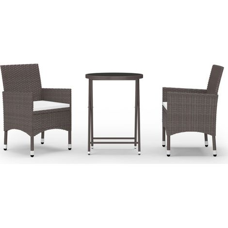 Maison Exclusive - Set Bistrot Giardino 3 pz Polyrattan e Vetro Temperato Marrone