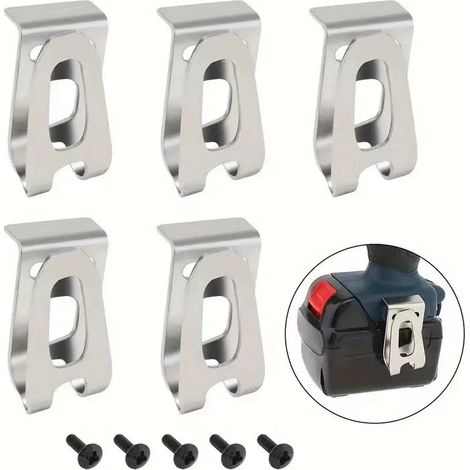 Set mit 6 Gürtelhaken für elektrische Bohrmaschinen, Gürtelclips aus Edelstahl mit Schrauben, robuste Halterungen für Schlagbohrmaschinen