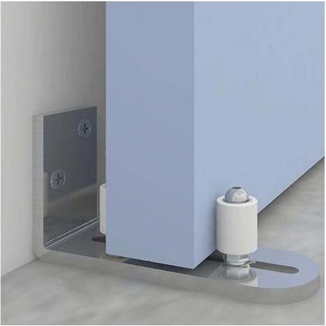 Guide de Plancher Réglable pour Porte Coulissante en Bois avec Rail en Acier Inoxydable (1/4)