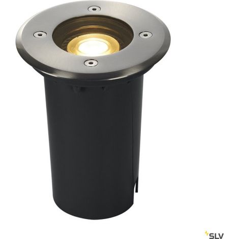 SLV – Spot encastrable extérieur sol rond Inox 304 GU10 6W max IP67 IK08 – Pour chantiers humides – 227680 (1/6)