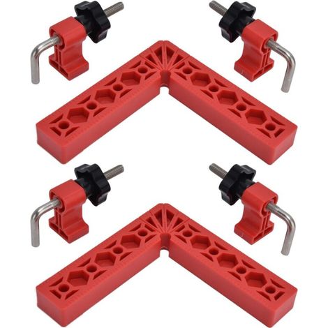 Pince d'angle de type L, outil de menuisier fixation précise équerre de positionnement à 90° pour cadres d'armoires pour l'assemblage de meubles(rouge) (1/5)