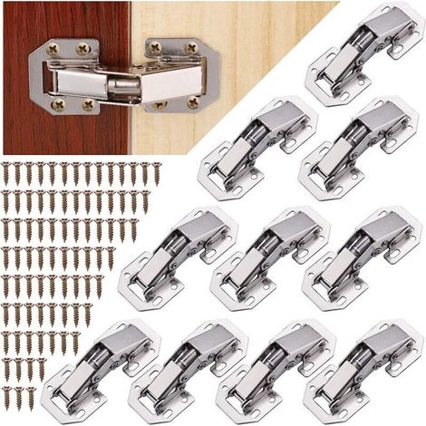 10pcs Charniere Porte Placard avec Vis de Charnière, Charnière Invisible, Charniere à Fermeture Douce Porte Placard Cuisine, 90 Degré Charniere pour Porte Meuble, Charniere Commode Salle de Bain (1/5)