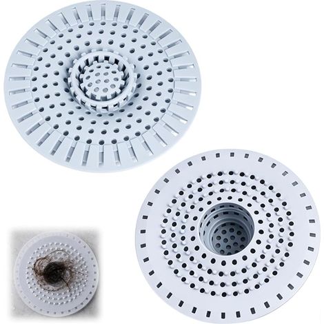 Set mit 2 TPR-Silikon-Haarfiltern für Dusche, Badewanne, Duschabfluss, Küche, Badezimmer, Waschküche, Waschbecken, Badezimmer (1/5)