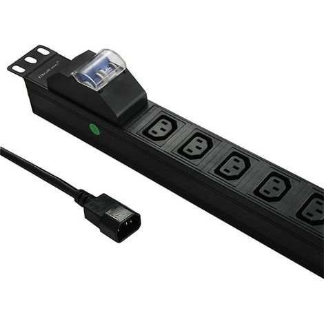 Ciabatta multipresa con protezione da sovratensioni CB per armadio RACK da 19" 1U 10A PDU 8xIEC C13 2m