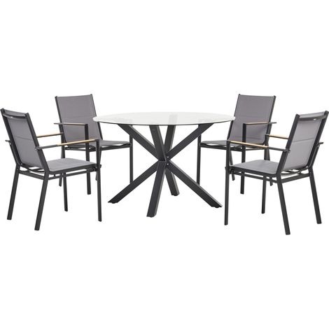 Gartenmöbel Set 4-Sitzer MALETTO/BUSSETO Schwarz Glas (1/5)
