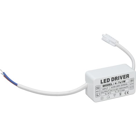 Driver LED 4-7 x 1 W à courant constant 300 mA, entrée AC 85-265 V, sortie DC 12-26 V, transformateur d'alimentation (1/5)