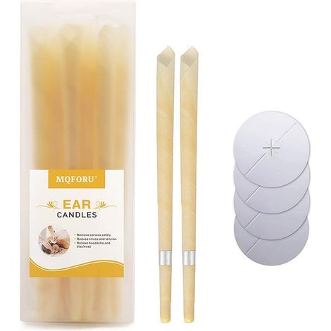 Bougie en Cire Auriculaire, Naturelle Bougies d’Oreilles avec 4 Disques Protecteurs Kit de Nettoyage d’oreille pour Détendez-vous et Enlever le Cérumen (1/5)