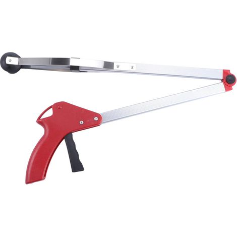 1 Stück faltbarer Müllgreifer aus rotem Aluminium, Garten-Pickup-Werkzeug, praktische Pinzette zum Aufsammeln von Müll im Freien