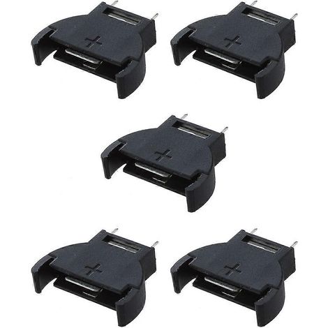 Lot de 5 supports de piles bouton au lithium CR2032 en plastique noir (1/5)