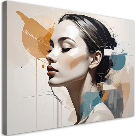Stampe su Tela, Profilo di una donna in una composizione astratta - 45x30 (1/2)