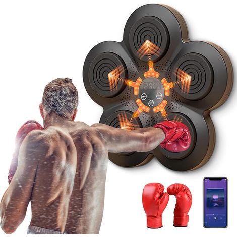 Machine de Boxe Musicale à Domicile, Appareil de Boxe électronique Portable Mural, améliore la Coordination œil-Main et soulage Le Stress grâce au capteur Bluetooth (1/5)